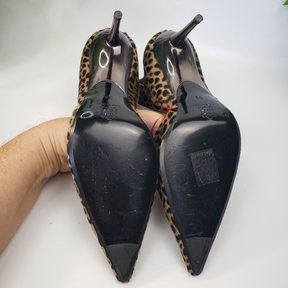 Baldan Fur Leopard Stiletto w/ Ankle Strap and Rhinstones - Mobwife 39/8.5 - Picture 13 of 15